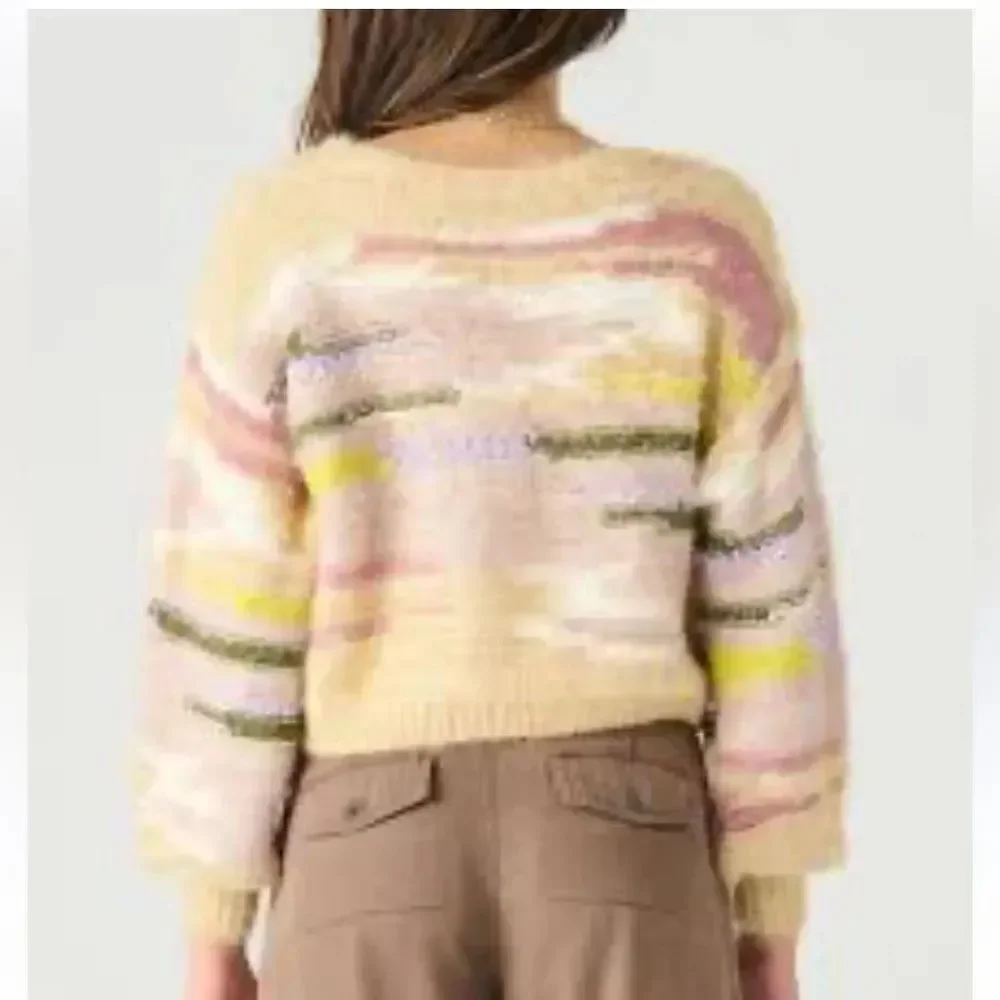 Anthropologie Pilcro Boat-Neck Cropped Sweater Multi Color size Large